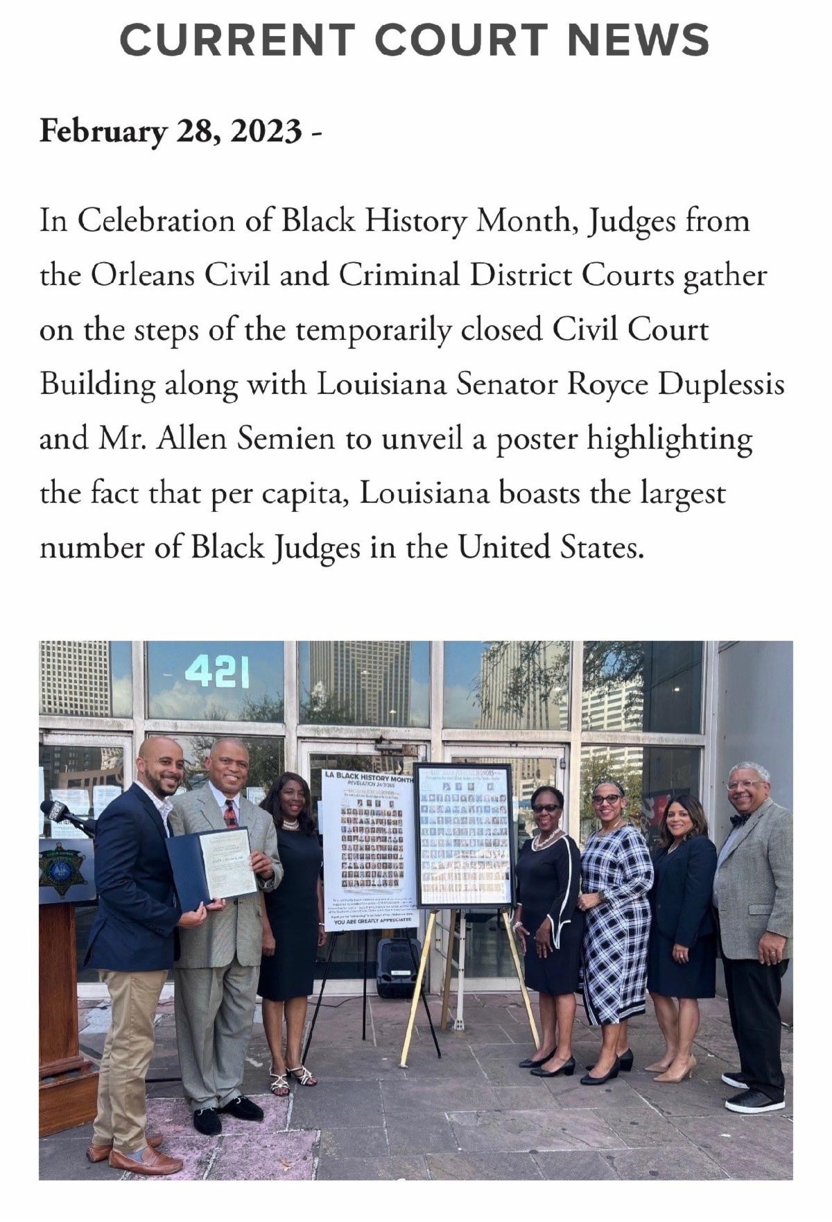 LOUISIANA AFRICAN AMERICAN JUDGES CELEBRATED BLACK HISTORY MONTH! | Louisiana Judicial Council